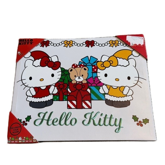 Hello Kitty Textured Canvas NEW Christmas Textured Rectangular Art Decor - Picture 1 of 5